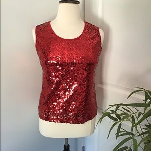 GEORGE Red sequined sleeveless shell tank top